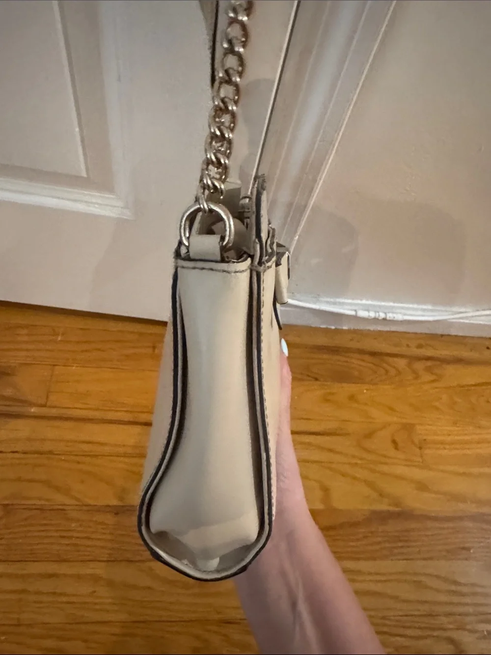 kate spade Cream Leather Bow Crossbody with Gold Chain